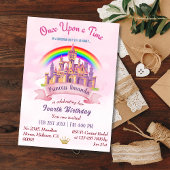 Invitation Joli château magique princesse arc-en-ciel 4e anni