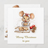 Invitation Joli Chef de Noël Souris (Devant / Derrière)