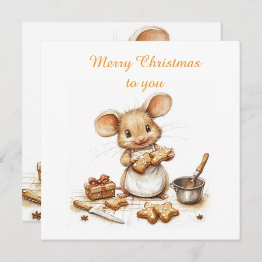 Invitation Joli Chef de Noël Souris (Devant / Derrière)