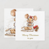 Invitation Joli Chef Souris de Noël (Devant / Derrière)