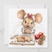 Invitation Joli Chef Souris de Noël (Dos)