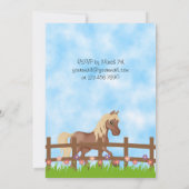 Invitation Joli cheval Brown, clôture et fleurs Anniversaire (Dos)