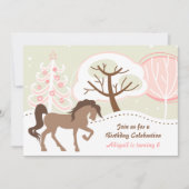 Invitation Joli Cheval Brown Pink Winter Anniversaire (Devant)