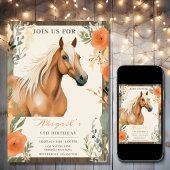 Invitation Joli Cheval et Fleurs Anniversaire