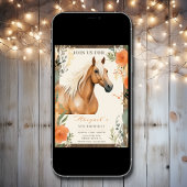 Invitation Joli Cheval et Fleurs Anniversaire