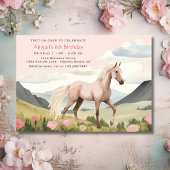 Invitation Joli Cheval, Fleurs et Montagnes Anniversaire