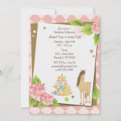 Invitation Joli cheval, Fleurs roses et Cupcakes Anniversaire (Dos)