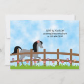 Invitation Joli Cheval gris et Fleurs Fille Anniversaire (Dos)