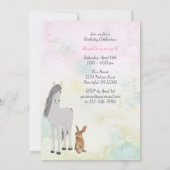 Invitation Joli Cheval, lapin, Fleurs et Livres Anniversaire (Dos)