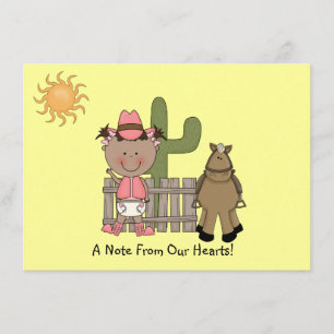 Invitation Joli Cheval Poney Western Fille Bébé Merci