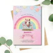 Invitation Joli cheval rose arc-en-ciel Ballons fête d'annive