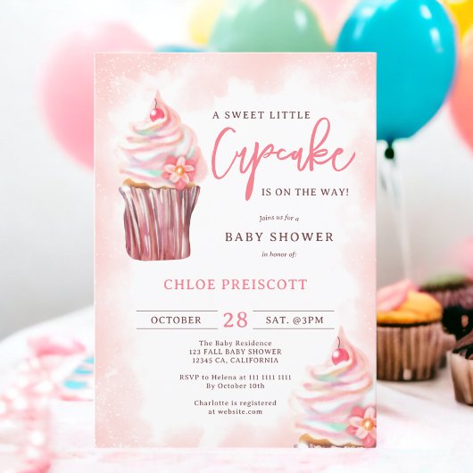 Invitation Joli chic pastel doux petit baby shower de cupcake