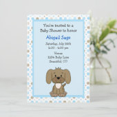 Invitation Joli Chien Chien Chien Brown sur Baby shower Garço (Debout devant)