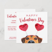 Invitation Joli Chien Drôle Cœur Bandeau Saint-Valentin Fête (Devant / Derrière)