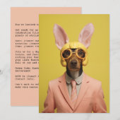 Invitation Joli chien lapin de Pâques élégant (Devant / Derrière)