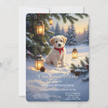 Joli chiot dans la fête de Noël sous la neige