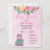 Invitation Joli Chouette Rose Apporte Un Baby shower De Livre (Devant)