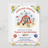 Invitation Joli cirque de carnaval à l'aquarelle pour l'anniv (Devant)