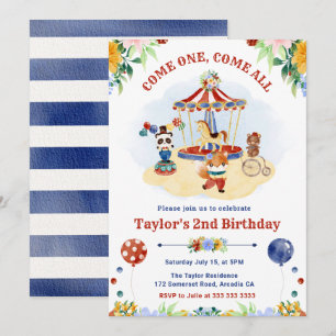Invitation Joli Cirque De Carnaval Anniversaire Enfants Aquar