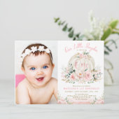 Invitation Joli Citrouille Blush Rose or Floral 1er anniversa (Debout devant)