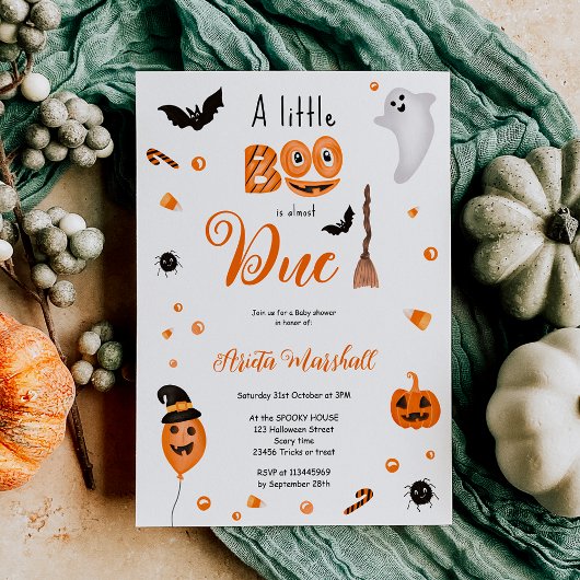 Invitation Joli citrouille Boo baby shower Halloween