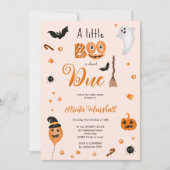 Invitation Joli citrouille Boo Halloween baby shower rose (Devant)