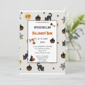 Invitation Joli citrouille Boo Halloween bash rose (Debout devant)