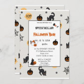 Invitation Joli citrouille Boo Halloween bash rose (Devant / Derrière)