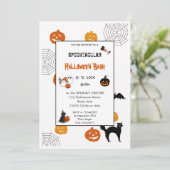 Invitation Joli citrouille Boo Halloween bash rose (Debout devant)