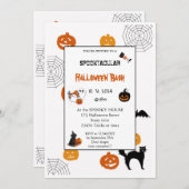 Invitation Joli citrouille Boo Halloween bash rose (Devant / Derrière)