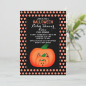 Invitation Joli Citrouille Halloween Black Orange Baby shower (Debout devant)