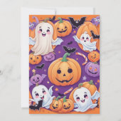 Invitation Joli citrouille Halloween Party Orange Purple (Dos)