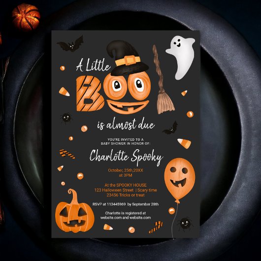 Invitation Joli citrouille Halloween petit cool baby shower