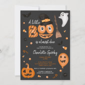 Invitation Joli citrouille Halloween petit cool baby shower (Devant)