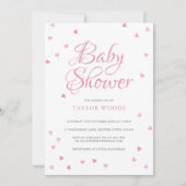 Invitation Joli Coeurs d'amour rose Baby shower / Saupoudrer (Devant)