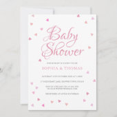 Invitation Joli Coeurs d'Amour Rose Couples Baby shower (Devant)