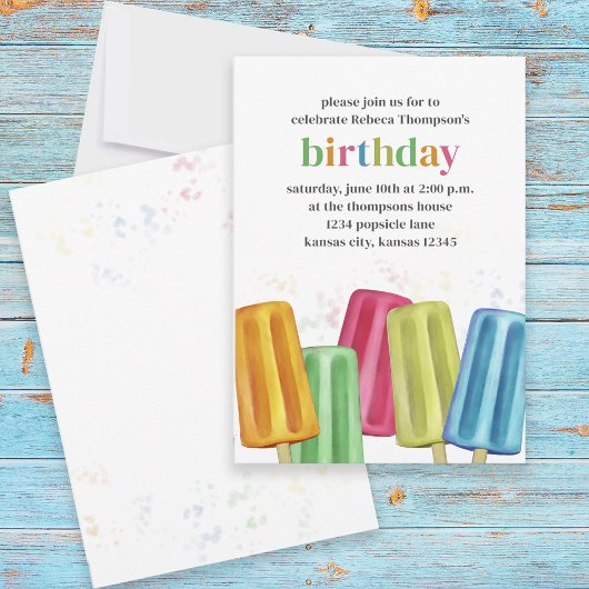Invitation Joli coloré moderne Anniversaire Popsicles d'été