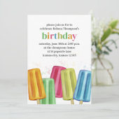 Invitation Joli coloré moderne Anniversaire Popsicles d'été (Debout devant)
