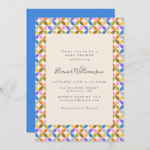 Invitation Joli coloré moderne bleu Baby shower géométrique