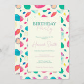 Invitation Joli coquillages colorés Motif beige (Devant / Derrière)