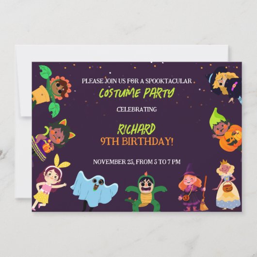 Invitation Joli costume d'Halloween Fête d'anniversaire moder (Devant)