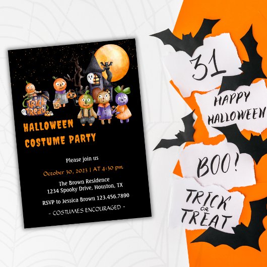 Invitation Joli costume Éffrayant pour enfants Fête d'Hallowe
