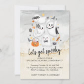 Invitation Joli Costume Fantôme Citrouille Halloween Ensorcel (Devant)