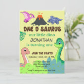 Invitation Joli Couleur One O Saurus 1er Dinosaure Anniversai (Debout devant)