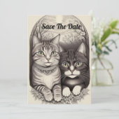 Invitation Joli Couple de Chat  (Debout devant)