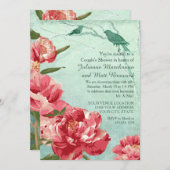 Invitation Joli Couples Fleurs Rétro Douche Chintz Peonies (Devant / Derrière)