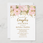 Invitation Joli Couples Floral Rose Rose Or Rose Couples Douc (Devant)