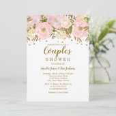 Invitation Joli Couples Floral Rose Rose Or Rose Couples Douc (Debout devant)