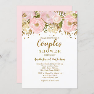 Invitation Joli Couples Floral Rose Rose Or Rose Couples Douc