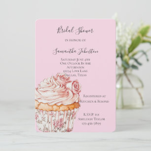 Invitation Joli Cupcake Fleurs Roses Roses Pour La Fête De Fi
